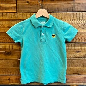 Crewcuts Everyday Smiley Face Polo Shirt Boys Green Short Sleeve Top